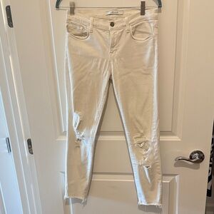 J Brand Women's White Distressed Skinny Jeans Size 28